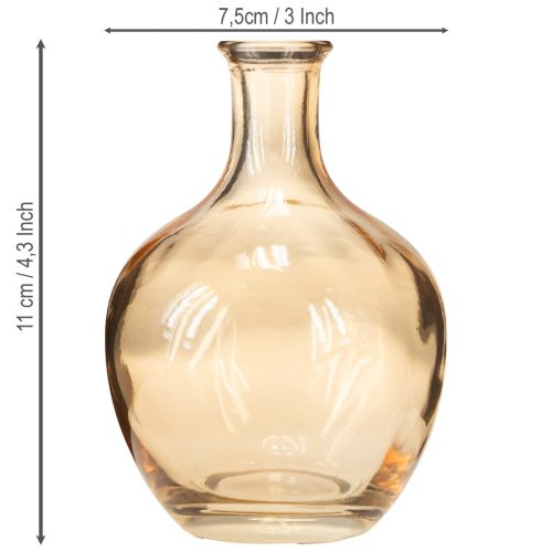 Artikel Glazen fles mini vaas amber en helder Ø7,5cm H11cm 4 stuks