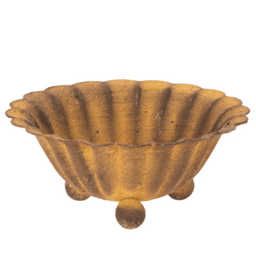 Artikel Vintage theelichthouder, klein schaaltje, roestkleurig metaal, Ø10cm, H4,5cm