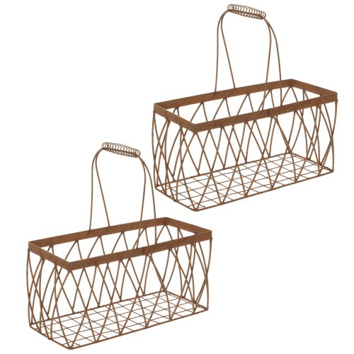 Artikel Draadmand, metaal, roestlook, 28x13,5x14cm, 2 stuks