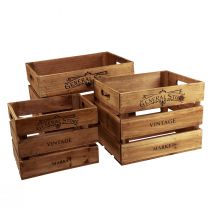 Artikel Vintage houten kist decoratief gevlamd 38cm/32cm/26cm set van 3