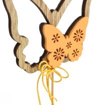 Artikel Bloemsteker vlinder siersteker hout 8,5x7cm 12 stuks