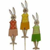 Artikel Bloemsteker paashaas op stokje Houten konijntjesdecoratieplug paasdecoratie 9st