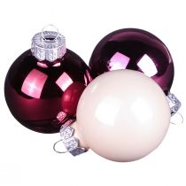 Artikel Kerstboomballen glazen boombollen Berry Mix Ø5cm 24 stuks Berry roze beige crème glanzend