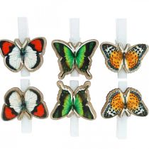 Artikel Decoratieve clip vlinder, cadeau-decoratie, lente, vlinders gemaakt van hout 6st