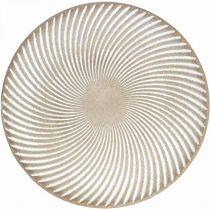 Decoratief bord rond wit bruin groeven tafeldecoratie Ø35cm H3cm