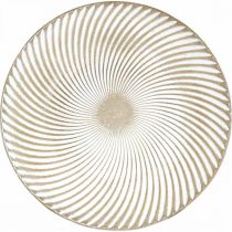 Artikel Decoratief bord rond wit bruin groeven tafeldecoratie Ø40cm H4cm
