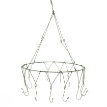 Hangdecoratie metalen sierring met 12 haken grijs Ø38cm H14cm