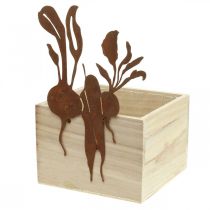 Artikel Plantenbak hout met roestdecoratie groente cachepot 17×17×12cm