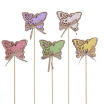 Artikel Lentedecoratie bloempluggen hout vlinders 6cm 10st
