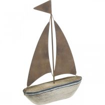Artikel Deco zeilboot hout roest maritiem decoratie 16×25cm