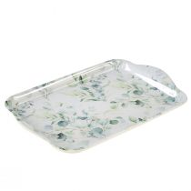 Dienblad witte eucalyptus tafeldecoratie melamine 21x13x1,5cm