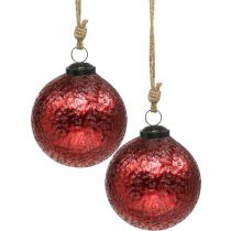 Artikel Vintage kerstballen glas kerstballen rood Ø10cm 2st
