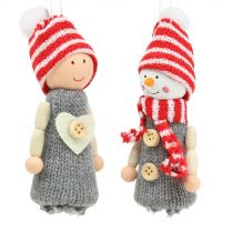 Artikel Kerstdecoratie figuren 10cm grijs, rood 6st