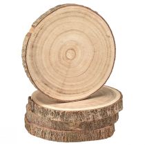 Artikel Boomschijf Paulownia houtdecoratie naturel Ø17-21cm 4st