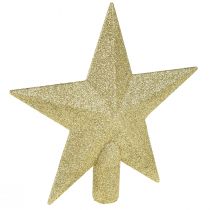 Glinsterende gouden boomtopper 19cm Ø - onbreekbaar en sprankelend, ideaal voor feestelijke kerstbomen