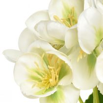 Artikel Kerstrozen witte kunstbloemen als boeket van 18 bloemen 60cm