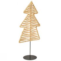 Decoratieve kerstboom metaal raffia naturel zwart 21x11,5x45cm