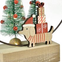 Artikel Decoratieve ring hout metaal Kerst met hond Ø21cm H25cm