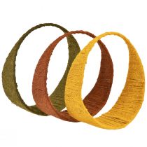 Decoratieve jute ring brede lus geel oker bruin Ø30cm 3st