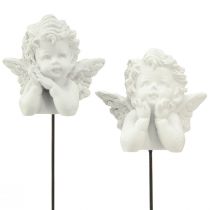 Artikel Decoratieve plug engelenfiguren grafdecoratie wit H5cm 6st