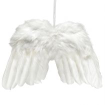 Engelenvleugels gemaakt van witte veren – romantische kerstdecoratie om op te hangen 25×18cm 3st