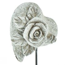 Artikel Grafplug hart gedenkplug roos gegoten steen 5,5 cm 6st