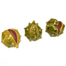 Artikel Decoratieve kastanjes in groen-geel – 6 cm – ideale herfst- en vakantiedecoratie – 6 st