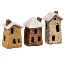 Artikel Charmante set van 3 keramische huislantaarns - diverse kleuren, 9 cm - sfeervolle verlichting decoratie voor elke kamer