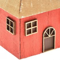 Artikel Kaarshouder Kersthuisje hout rood 9×9×11cm 2st