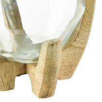 Artikel Lantaarn hout glaslantaarn decoratief mangohout naturel Ø14cm H26cm