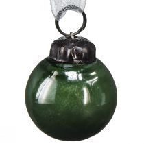 Artikel Mini kerstballen glazen bollen groen Ø3cm 18 stuks in een glas