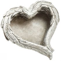 Artikel Plant hart veren gegoten steen hart grijs wit 13×12×6cm 2st