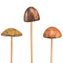 Rustieke keramische paddenstoelen op stokje - sfeervolle herfstdecoratie 4cm 6st