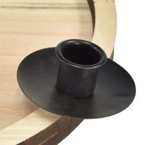 Artikel Stokkandelaar met houten blad – naturel &amp; zwart, Ø 33 cm – tijdloos design voor elke tafeldecoratie