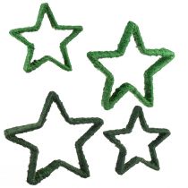 Artikel Ster om op te staan Kerstdecoratie jute groen 13/18cm 4st