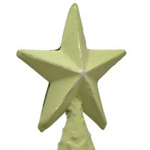 Artikel Kerstboom metaal hout zilver groene sterren vintage H75cm