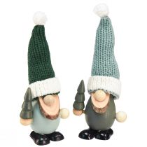 Artikel Kerstkabouters decoratie kabouters hout groen mint H14cm 6 stuks