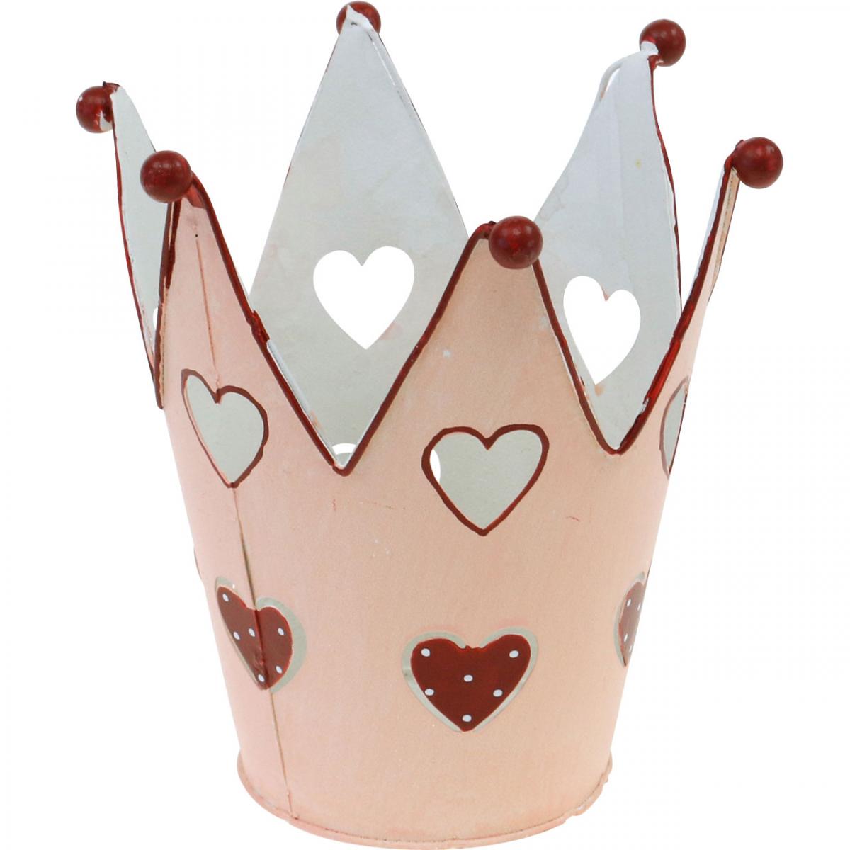 Decoratieve kroon, metalen lantaarn, plantenbak voor  Valentijnsdag, metalen decoratie met een hart-12380