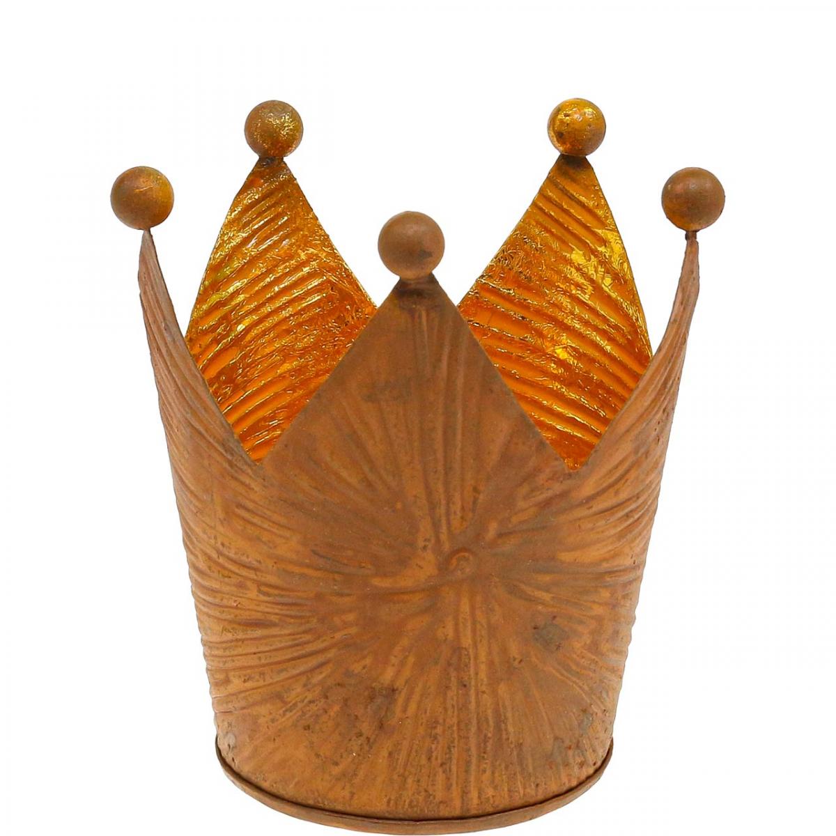 chaos helemaal licentie Floristik24.nl Waxinelichthouder kroon roest goud look metaal decoratie  H10cm