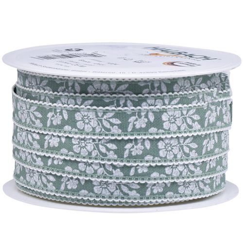 Artikel Cadeaulint bloemen decoratief lint pastelgroen 15mm 25m