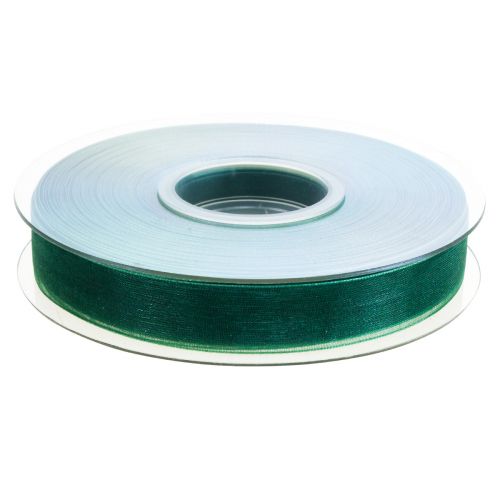 Artikel Organza lint groen cadeaulint geweven rand dennengroen 15mm 50m