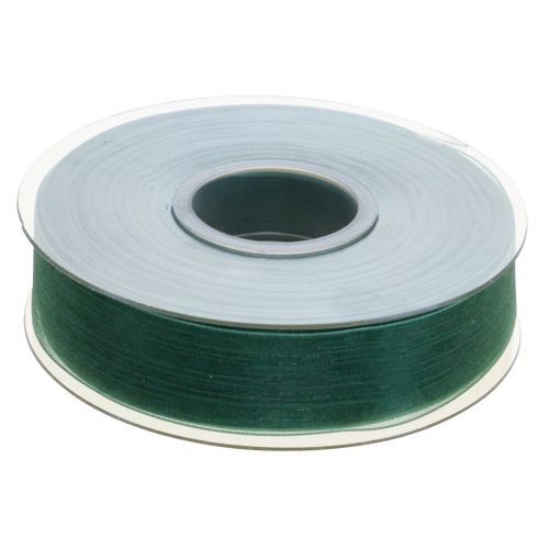 Artikel Organza lint groen cadeaulint geweven rand dennengroen 25mm 50m