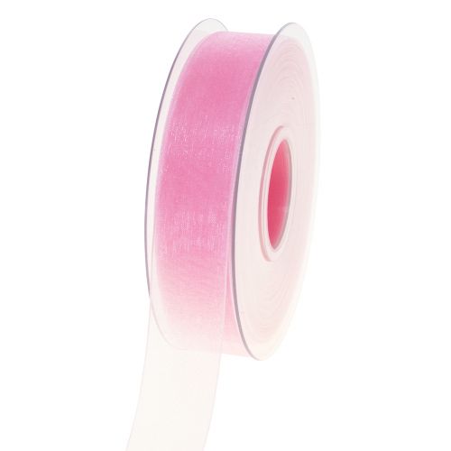 Floristik24 Organza lint cadeaulint roze lint zelfkant 25mm 50m