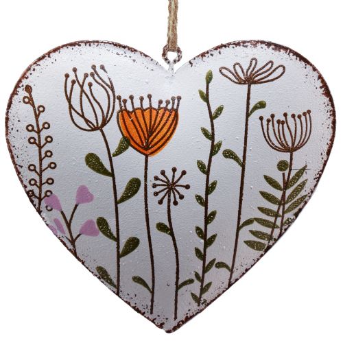 Artikel Hangdecoratie metalen decoratie harten en bloemen wit 10cm 4 st