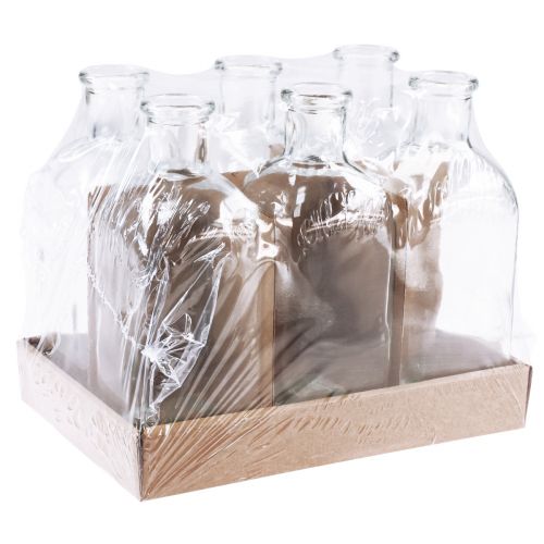 Artikel Decoratieve Flessen Vierkant Mini Vaasjes Glas Helder 7x7x18cm 6st