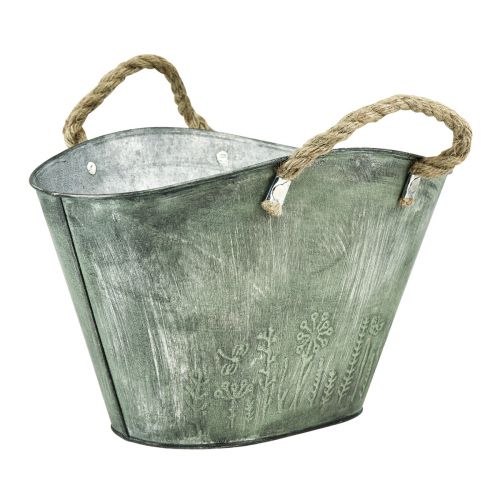 Floristik24 Bloempot met handgrepen tas metaal jute 24,5×17×15,5cm