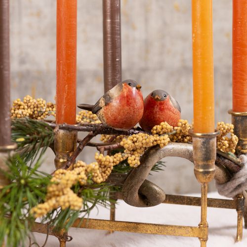 Keramische Robin decoratieve figuren set van 4 - rode en natuurlijke tinten, 5,4 cm - perfect voor tuin en huis