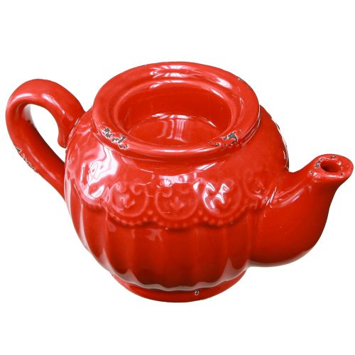 Artikel Theelichthouder keramiek rood theepot decoratie 15,5×9,5×8cm 3 st