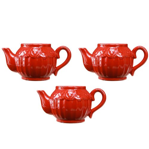 Artikel Theelichthouder keramiek rood theepot decoratie 15,5×9,5×8cm 3 st