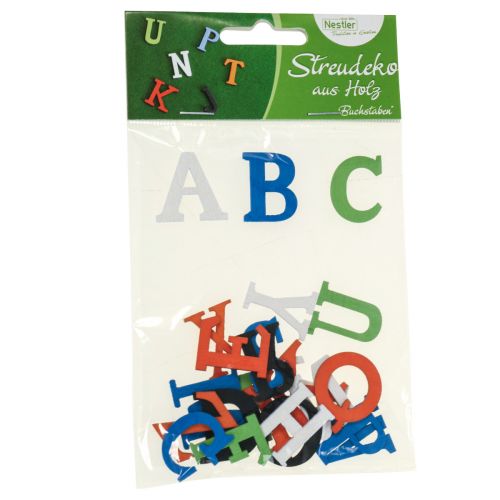 Artikel Tafeldecoratie voor school, verspreide decoratie voor school, houten letters kleurrijk 2,5 cm 26 st